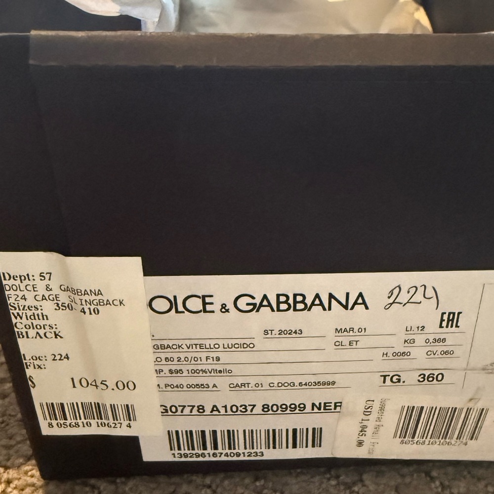 Dolce & Gabbana Lollo Slingback Pumps Black Leather Size 36 NIB - Picture 10 of 14